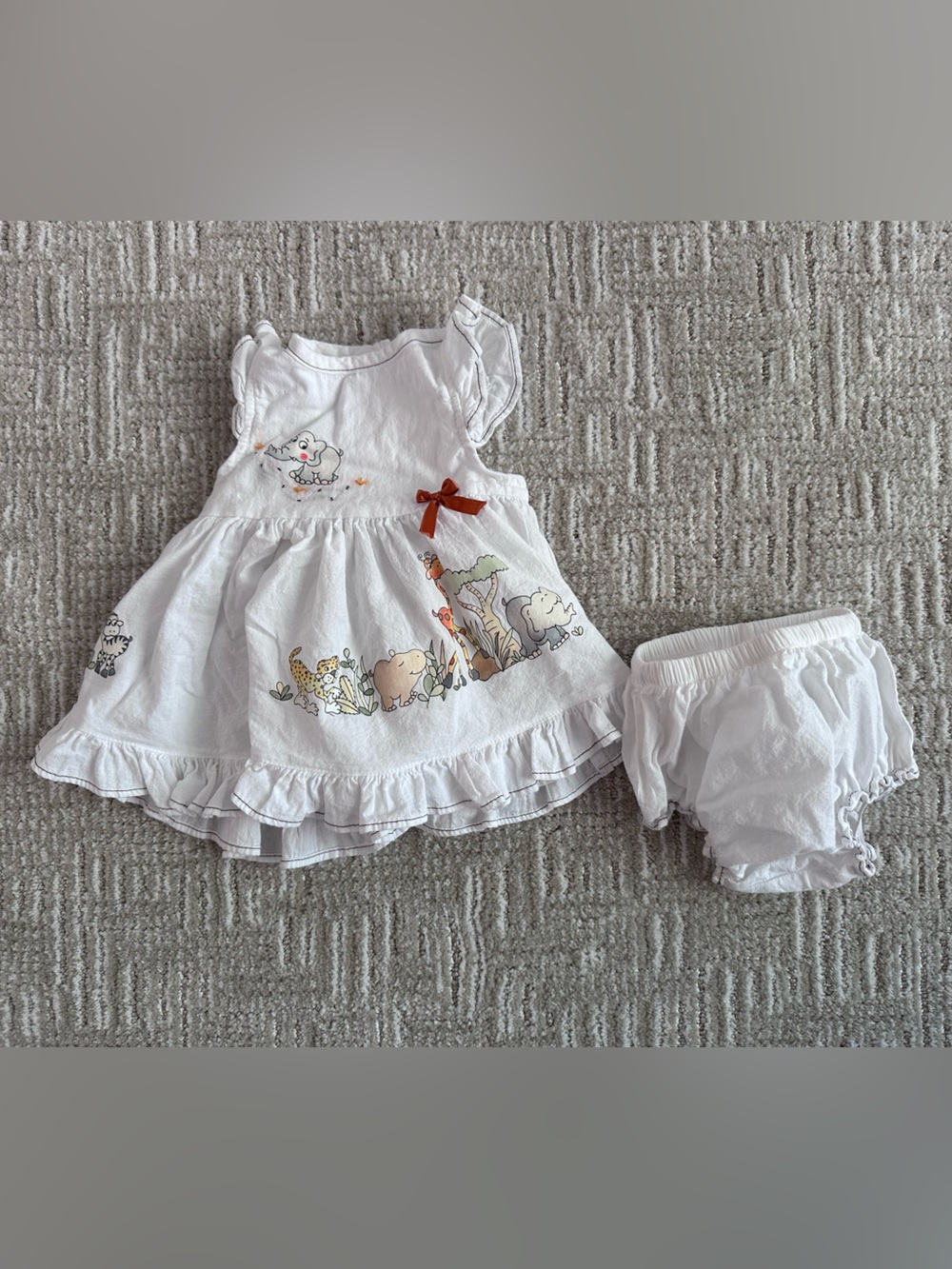 African Baby Dress with Safari Animal Print and Bloomer